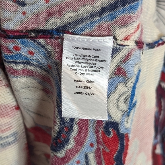 Talbot's 100% Merino Wool Light Sweater - Red and Blue sz L - Picture 5 of 6